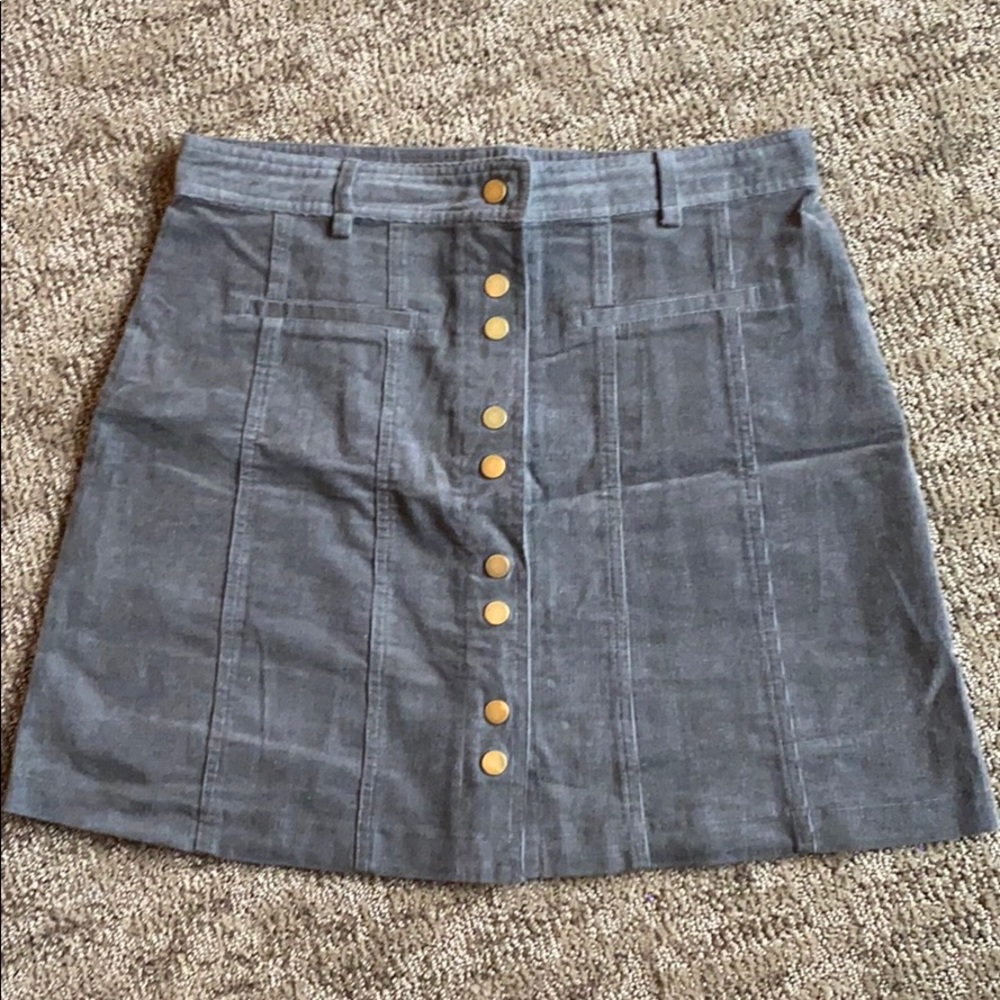 Grey cord gray button down skirt